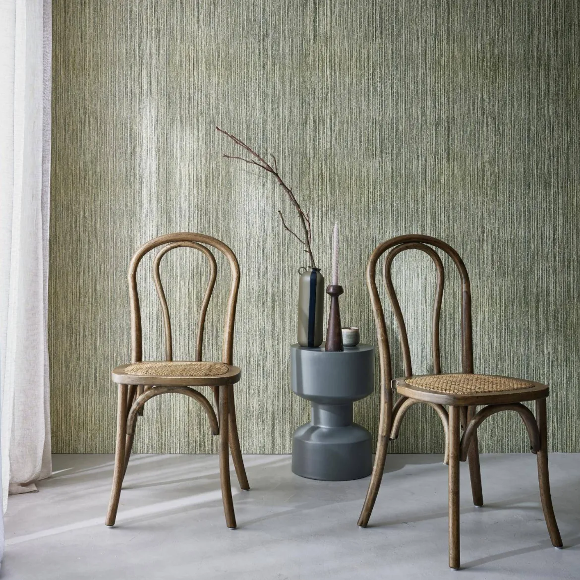 Set 2 sedie vintage in legno e rattan