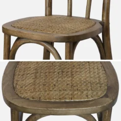Set 2 sedie vintage in legno e rattan