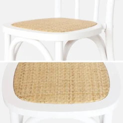 Set 2 sedie vintage in legno e rattan