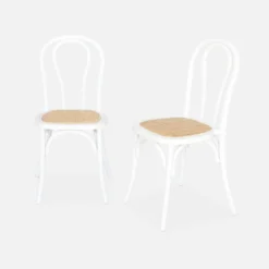 Set 2 sedie vintage in legno e rattan