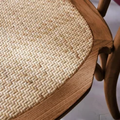 Set 2 sedie vintage in legno e rattan