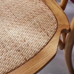 Set 2 sedie vintage in legno e rattan