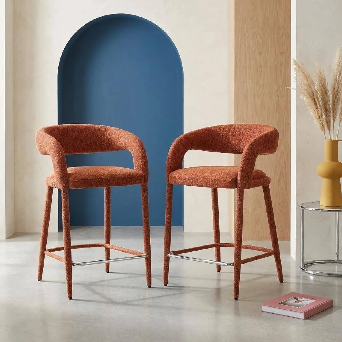 sweeek Set 2 sgabelli da bar contemporaneo in tessuto