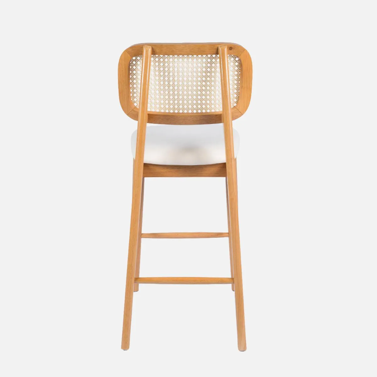 sweeek Set 2 sgabelli da bar in legno di hevea con impagliatura e tessuto, 66,5 cm
