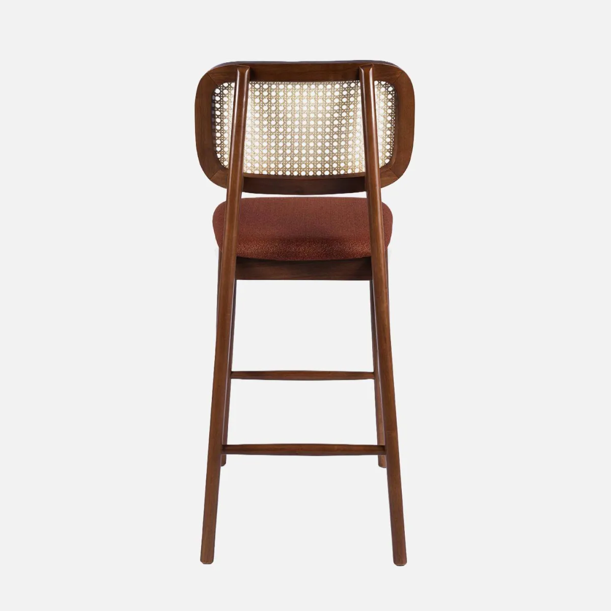 sweeek Set 2 sgabelli da bar vintage in legno di hevea con impagliatura e tessuto, 66,5 cm