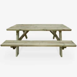 sweeek Set 4 tavoli da picnic in legno con 6 posti
