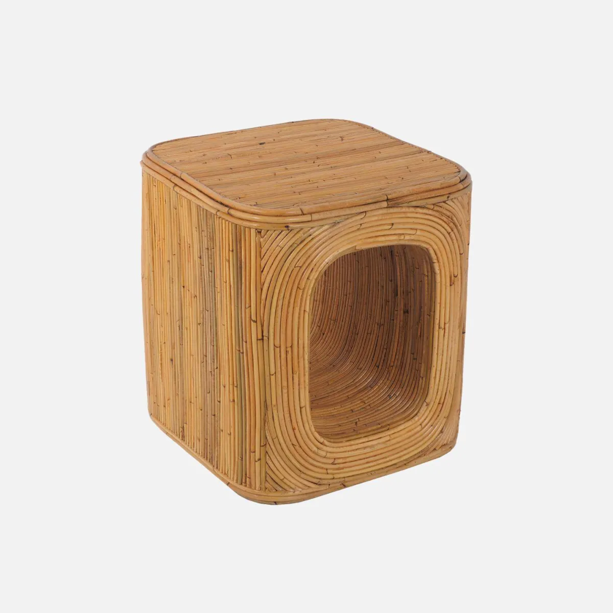 sweeek Set 2 tavolini da salotto, comodini con vano, in rattan naturale
