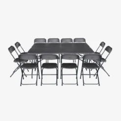 sweeek Set 2 tavoli pieghevoli per eventi in plastica con 12 sedie