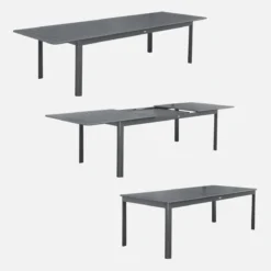 sweeek Set tavolo allungabile in alluminio con 10 sedie