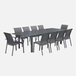 sweeek Set tavolo allungabile in alluminio con 10 sedie