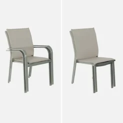 Set tavolo allungabile in alluminio con 10 sedie
