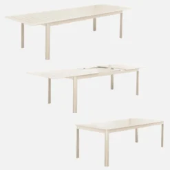 Set tavolo allungabile in alluminio con 10 sedie