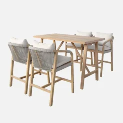 sweeek Set tavolo alto da giardino in legno di acacia con 4 sedie