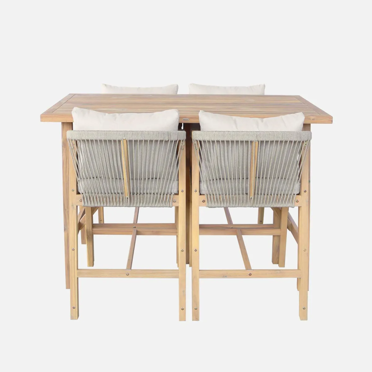 sweeek Set tavolo alto da giardino in legno di acacia con 4 sedie