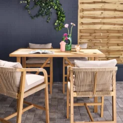 sweeek Set tavolo alto da giardino in legno di acacia con 4 sedie