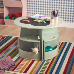 sweeek Set tavolo con ardesia e 4 sedie contenitore per bambini