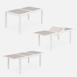 sweeek Set tavolo da giardino allungabile in alluminio con 6 sedie