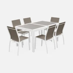 sweeek Set tavolo da giardino allungabile in alluminio con 6 sedie