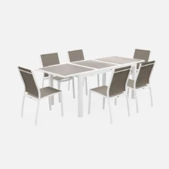 sweeek Set tavolo da giardino allungabile in alluminio con 6 sedie