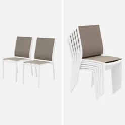 sweeek Set tavolo da giardino allungabile in alluminio con 6 sedie