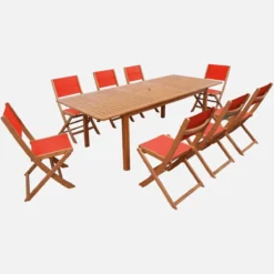 sweeek Set tavolo da giardino allungabile in legno di eucalipto con 8 sedie