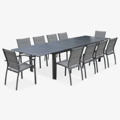 sweeek Set tavolo da giardino allungabile con 10 sedie