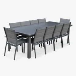 sweeek Set tavolo da giardino allungabile con 10 sedie