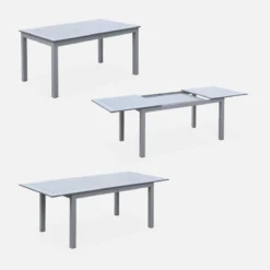 sweeek Set tavolo da giardino allungabile in alluminio con 6 sedie