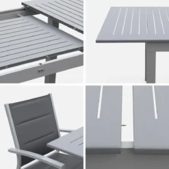 sweeek Set tavolo da giardino allungabile in alluminio con 6 sedie