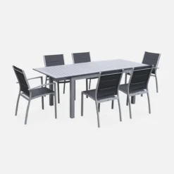 sweeek Set tavolo da giardino allungabile in alluminio con 6 sedie