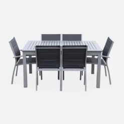 sweeek Set tavolo da giardino allungabile in alluminio con 6 sedie