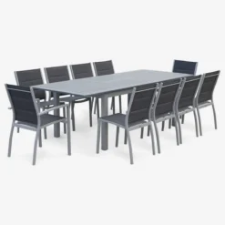 sweeek Set tavolo da giardino allungabile in alluminio con 8 sedie