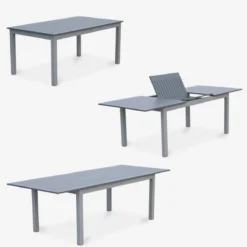 sweeek Set tavolo da giardino allungabile in alluminio con 8 sedie