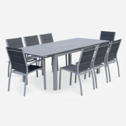 sweeek Set tavolo da giardino allungabile in alluminio con 8 sedie