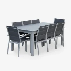 sweeek Set tavolo da giardino allungabile in alluminio con 8 sedie