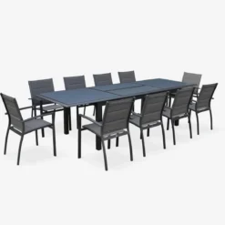 sweeek Set tavolo da giardino allungabile in alluminio con 8 sedie