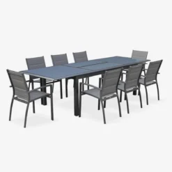 sweeek Set tavolo da giardino allungabile in alluminio con 8 sedie