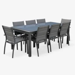 sweeek Set tavolo da giardino allungabile in alluminio con 8 sedie