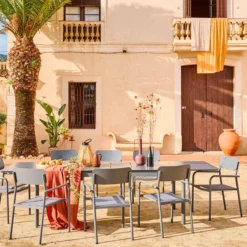 sweeek Set tavolo da giardino allungabile in alluminio e textilene con 8 sedie