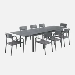 sweeek Set tavolo da giardino allungabile in alluminio e textilene con 8 sedie