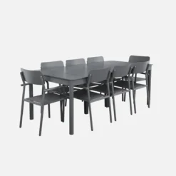 sweeek Set tavolo da giardino allungabile in alluminio e textilene con 8 sedie