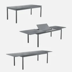 sweeek Set tavolo da giardino allungabile in alluminio e textilene con 8 sedie