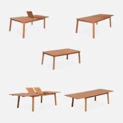 sweeek Set tavolo da giardino allungabile in legno con 10 sedie