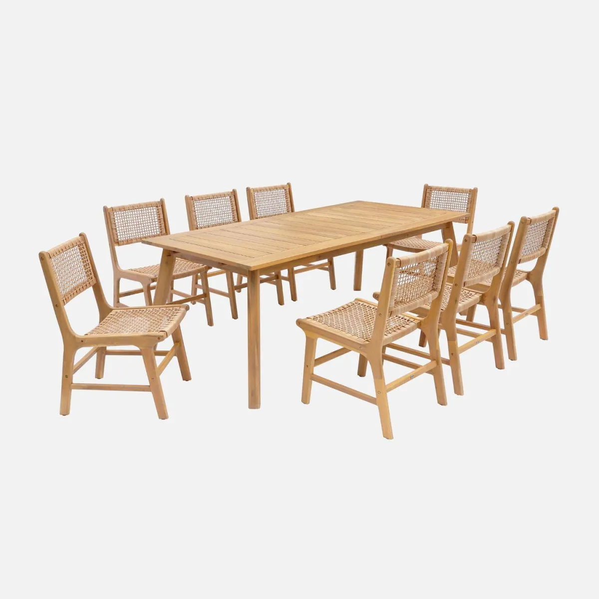 sweeek Set tavolo da giardino allungabile in legno di acacia con 8 sedie
