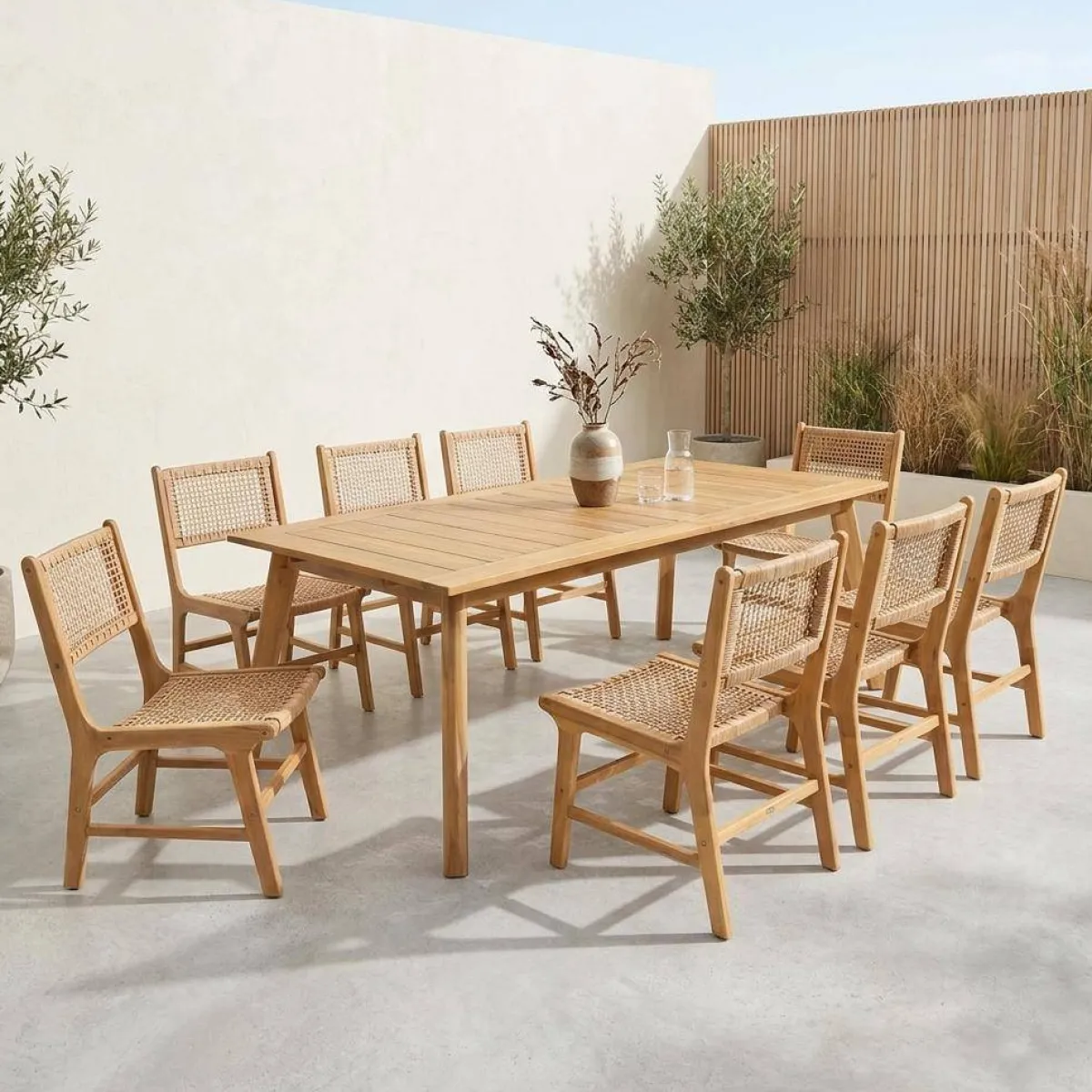 sweeek Set tavolo da giardino allungabile in legno di acacia con 8 sedie