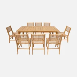 sweeek Set tavolo da giardino allungabile in legno di acacia con 8 sedie