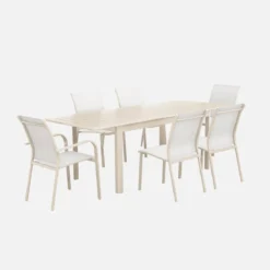 sweeek Set tavolo da giardino allungabile in alluminio con 6 sedie