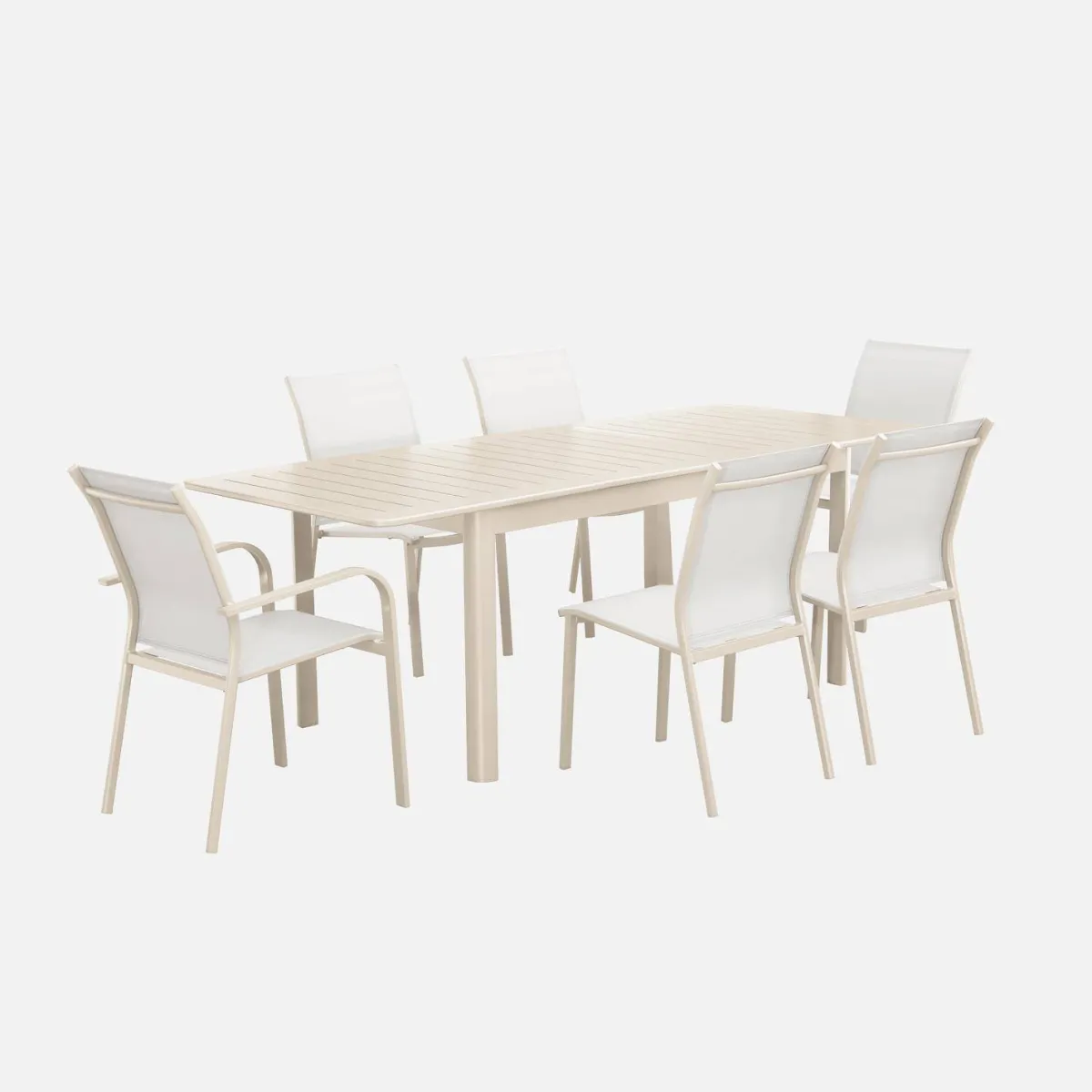 sweeek Set tavolo da giardino allungabile in alluminio con 6 sedie