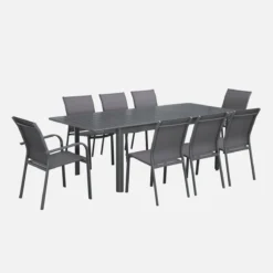 sweeek Set tavolo da giardino allungabile in alluminio con 8 sedie