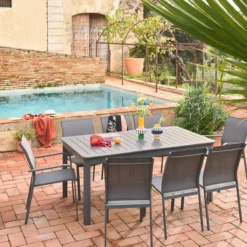 sweeek Set tavolo da giardino allungabile in alluminio con 8 sedie